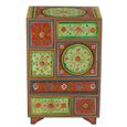 Mumbai Painted Chest - Multi Drawer - Red and Green - Mango Wood