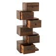 Toro Step Chest - 6 Drawer - Tall - Natural Recycled Sleeper Wood
