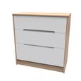 Monaco Chest - Deep - 3 Drawer - White Matt and Oak