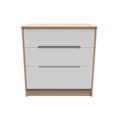Monaco Chest - Deep - 3 Drawer - White Matt and Oak