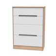 Monaco Chest - Deep - 4 Drawer - White Matt and Oak