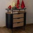 Ivy Curved Chest - 3 Drawer - Narrow - Glass Top - Natural and Black Metal