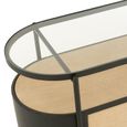 Ivy Curved Chest - 3 Drawer - Narrow - Glass Top - Natural and Black Metal