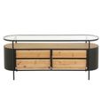 Ivy Curved Chest - 4 Drawer - Wide - Glass Top - Natural and Black Metal