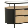 Ivy Curved Chest - 4 Drawer - Wide - Glass Top - Natural and Black Metal