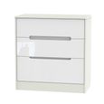 Monaco Chest - Deep - 3 Drawer - White Gloss and Cashmere
