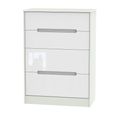 Monaco Chest - Deep - 4 Drawer - White Gloss and Cashmere
