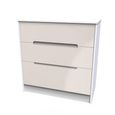 Monaco Chest - Deep - 3 Drawer - Cashmere Gloss and White