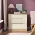 Monaco Chest - Deep - 3 Drawer - Cream Gloss and Light Oak