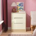 Monaco Chest - Deep Midi - 3 Drawer - Cream Gloss and Light Oak