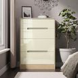 Monaco Chest - Deep Midi - 4 Drawer - Cream Gloss and Light Oak