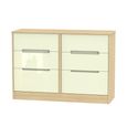 Monaco Chest - Midi - 6 Drawer - Cream Gloss and Light Oak