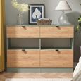 Bora Chest - 4 Drawer - Open Shelf - Midi - Gold Craft Oak and Reed Green