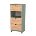 Bora Chest - 3 Drawer - Open Shelf - Gold Craft Oak and Reed Green