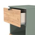 Bora Chest - 3 Drawer - Open Shelf - Gold Craft Oak and Reed Green