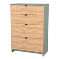 Bora Chest - 4 Drawer - Deep - Gold Craft Oak and Reed Green