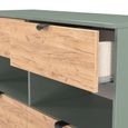 Bora Chest - 4 Drawer - Open Shelf - Midi - Gold Craft Oak and Reed Green