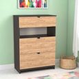 Bora Chest - 3 Drawer - Open Shelf - Deep - Gold Craft Oak and Graphite