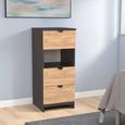 Bora Chest - 3 Drawer - Open Shelf - Gold Craft Oak and Graphite