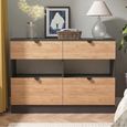Bora Chest - 4 Drawer - Open Shelf - Midi - Gold Craft Oak and Graphite