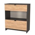 Bora Chest - 2 Drawer - Open Shelf - Deep - Gold Craft Oak and Graphite