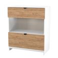 Bora Chest - 2 Drawer - Open Shelf - Deep - Gold Craft Oak and White Matt
