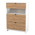 Bora Chest - 3 Drawer - Open Shelf - Deep - Gold Craft Oak and White Matt