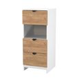 Bora Chest - 3 Drawer - Open Shelf - Gold Craft Oak and White Matt