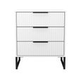 Fluted Chest - 3 Drawer - Midi - White Matt