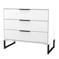 Fluted Chest - 3 Drawer - White Matt