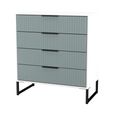 Fluted Chest - 4 Drawer - Duck and White Matt