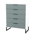 Fluted Chest - 5 Drawer - Wide - Duck and White Matt
