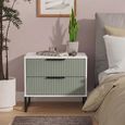 Fluted Chest - 2 Drawer - Midi - Reed Green and White Matt