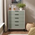 Fluted Chest - 5 Drawer - Wide - Reed Green and White Matt