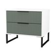 Fluted Chest - 2 Drawer - Midi - Reed Green and White Matt