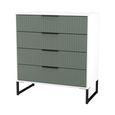 Fluted Chest - 4 Drawer - Reed Green and White Matt