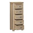 Treviso Curved Oak Chest - 5 Drawer - Narrow