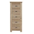 Treviso Curved Oak Chest - 5 Drawer - Narrow