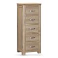 Treviso Curved Oak Chest - 5 Drawer - Narrow