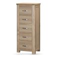 Treviso Curved Oak Chest - 5 Drawer - Narrow