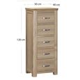 Treviso Curved Oak Chest - 5 Drawer - Narrow