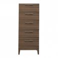 Calla Narrow Chest - 5 Drawer - Walnut - Dark Wood