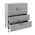 Lilly Narrow Chest - 4 Drawer - Chevron - Soft Grey and Bronze - Wood and Metal