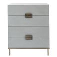 Lilly Narrow Chest - 4 Drawer - Chevron - Soft Grey and Bronze - Wood and Metal