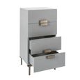 Lilly Tallboy Chest - 4 Drawer - Chevron - Soft Grey and Bronze - Wood and Metal