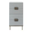 Lilly Tallboy Chest - 4 Drawer - Chevron - Soft Grey and Bronze - Wood and Metal