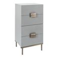 Lilly Tallboy Chest - 4 Drawer - Chevron - Soft Grey and Bronze - Wood and Metal