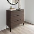 Luna Wide Chest - 3 Drawer - Espresso and Black - Wood and Metal