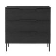 Luna Wide Chest - 3 Drawer - Black - Wood and Metal