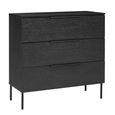 Luna Wide Chest - 3 Drawer - Black - Wood and Metal